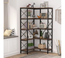Bibliothèque D'angle, Grande Étagère D'angle Industrielle, Étagère D'angle Pour Salon